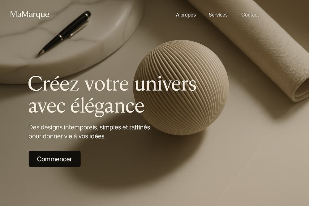 Élégante page d'accueil d'un site vitrine