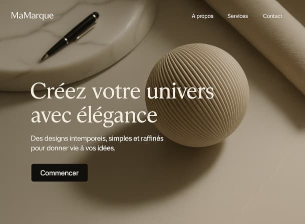 Élégante page d'accueil d'un site vitrine